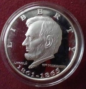 lot 74 image: Abraham Lincoln 1 oz Silver Round