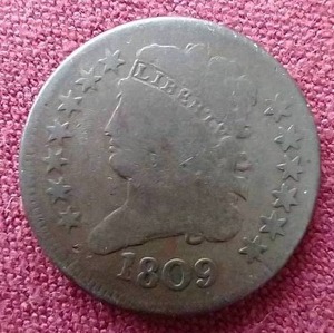 lot 82 image: 1809 Classic Head Half Cent Coin - Wow