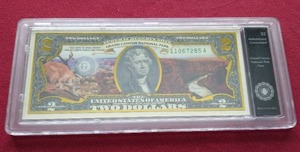 lot 93 image: Genuine Colorized $2 Note - Beautiful Grand Canyon Artwork
