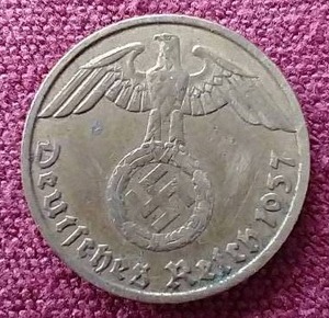 lot 96 image: 1937 German Third Reich 5 Pfennig Coin