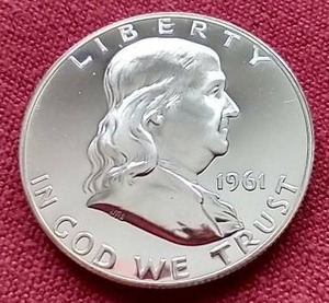 lot 104 image: Gorgeous 1961 Proof Franklin Half Dollar