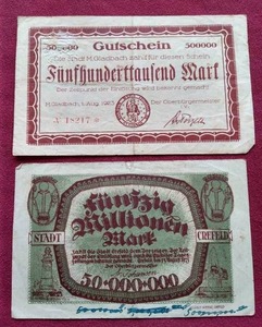 lot 105 image: (2) 1920s Germany Hyperinflation Notes