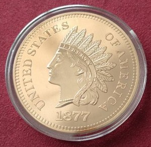 lot 112 image: Indian Penny Style 5 oz Copper Round