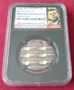 Super Neat Mint Cancelled Kennedy Half Dollar - NGC Brilliant Uncirculated