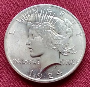lot 124 image: Beautiful 1924 Peace Dollar