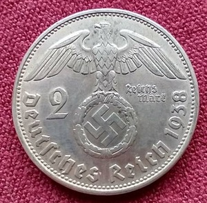 lot 125 image: 1938 German Third Reich Silver 2 Marks Coin