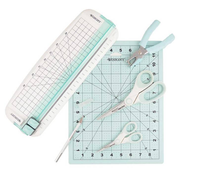 lot 203 image: NEW  Westcott Paper Crafting Set 9pc. Blue and White