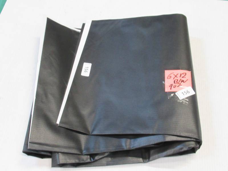 lot 238 image: NEW Vinyl Tarp - 6 x 12  Black  White Vinyl tarp - 9 oz. Lightweight Duty