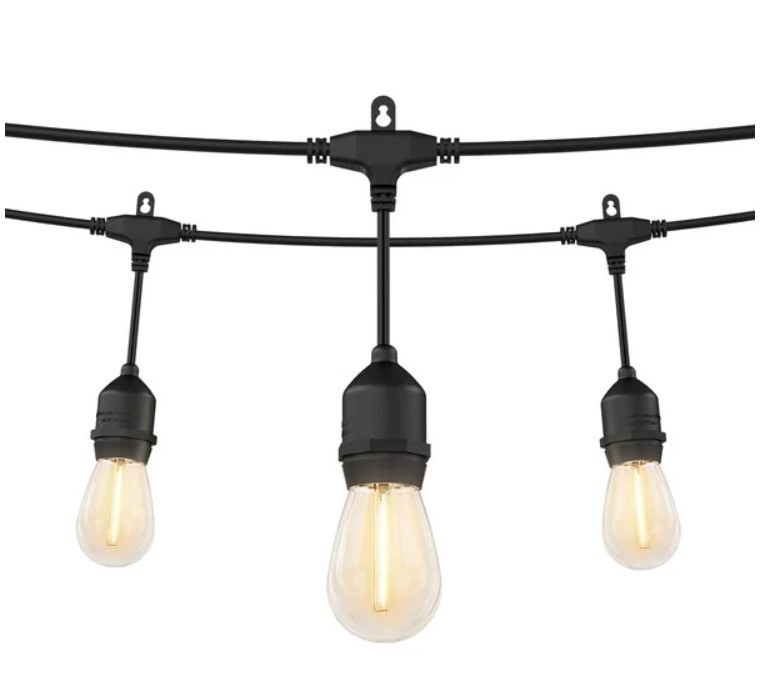 lot 406 image: Artika Blaze 20 LED Bulb Outdoor Solar String Lights - 42 Feet - Matte Black