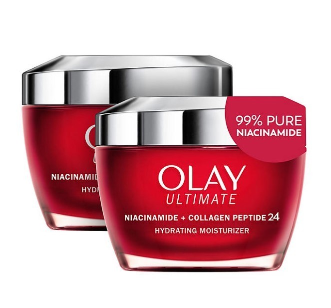 lot 384 image: NEW Olay Ultimate 3-in-1 Hydrating Moisturizer, 1.7 oz., 2 pk. - NiacinamideCollagen Peptide 24