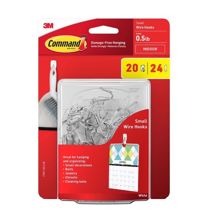 lot 457 image: NEW 3M Command Small Wire Toggle Hooks, White 20 Hooks, 24 Strips