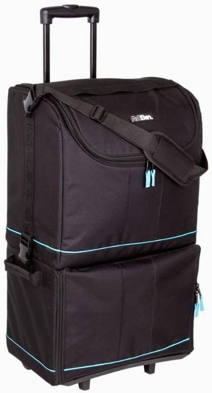 lot 145 image: NEW ArtBin 6922SP Tote Express Rolling Portable Art Craft & Sewing Storage Organizer Bag with Wheels-Fits Sewing Machine, BlackAqua