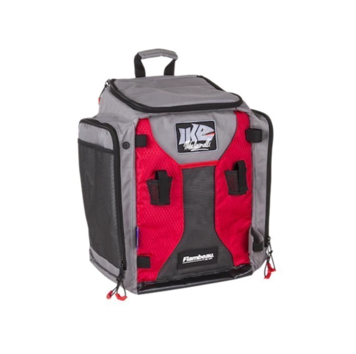 lot 146 image: NEW Flambeau Outdoors Ike Backpack Softside Fishing Tackle Box, R50BW-1, Red and Black, 1 Piece