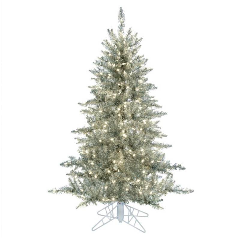 lot 157 image: Vickerman K166846LED 4.5 Silver Tinsel Fir Artificial Christmas Tree, Warm White Dura-lit LED Lights