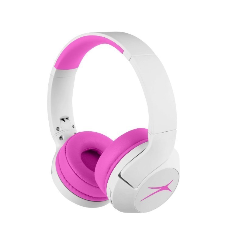 lot 204 image: NEW Altec Lansing 2-In-1 Active Noise Canceling Kid Safe Headphones - Pink
