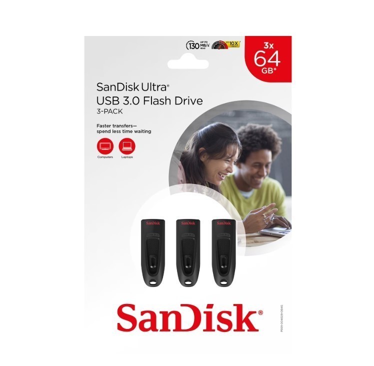 lot 227 image: NEW SanDisk 64GB Ultra USB 3.0 Flash Drive 3 Pack