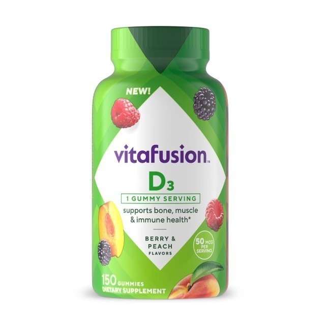 lot 303 image: NEW Vitafusion Vitamin D3 Gummy Vitamins, Berry & Peach, 150 count