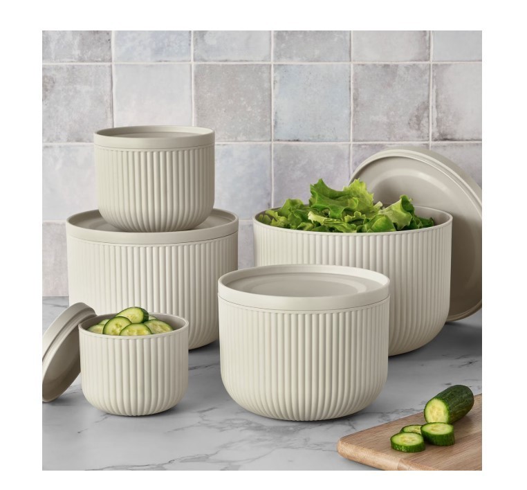 lot 398 image: NEW Members Mark 10-Piece Nested Serve and Store Serving Bowl Set - Cream