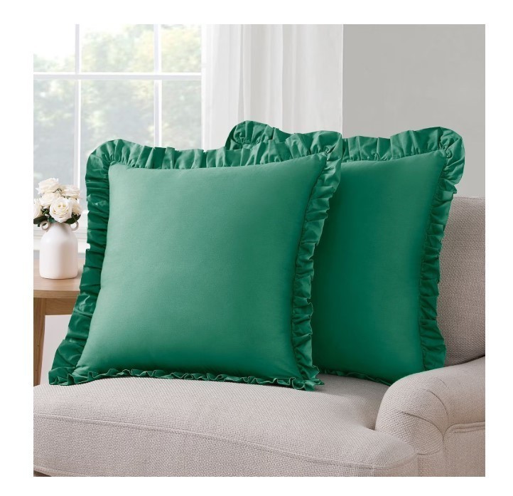 lot 419 image: NEW Draper James 2-Pack Solid Ruffle Decorative Pillows - Green
