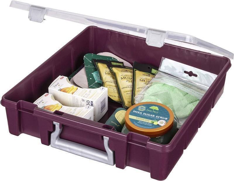 lot 364 image: NEW ArtBin 6955ABDP Super Satchel 1-Compartment Stackable Home Storage Organization Container, Plum