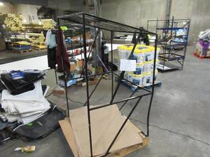 lot 113 image: Welded Black Metal Frame Built to Fit Onto Pallets with Angled Roof - Perfect for Projects