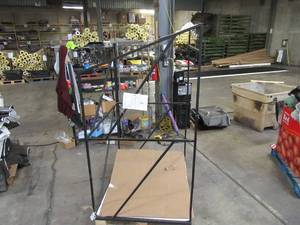 lot 121 image: Welded Black Metal Frame Built to Fit Onto Pallets with Angled Roof - Perfect for Projects