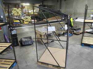 lot 125 image: Welded Black Metal Frame Built to Fit Onto Pallets with Angled Roof - Perfect for Projects