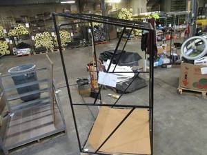 lot 132 image: Welded Black Metal Frame Built to Fit Onto Pallets with Angled Roof - Perfect for Projects