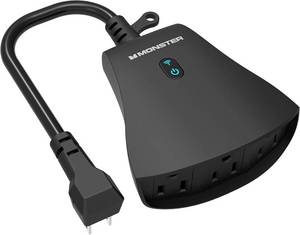 lot 737 image: Monster Outdoor Smart Outlet Plug, 3-Outlet, Voice Control Compatible with Alexa and Google Assistant, Scheduling, Timer Control, Automation, Quick Setup via 2.4GHz Wi-Fi, Smart Outdoor Plug