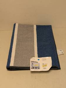 lot 87 image: NEW ROOM ESSENTIALS AREA RUG (GRAYBLUE RUGBY STRIPE)