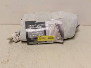 lot 125 image: NEW BETTER HOMES & GARDENS CHAMBRAY DRAWSTRING LAUNDRY BAG