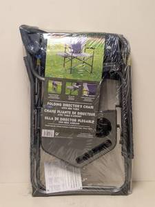 lot 121 image: NEW FOLDING DIRECTORS CHAIR WITH SIDETABLE