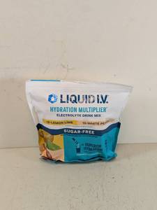 lot 174 image: LIQUID I.V ELECTROLYTE DRINK MIX SUGAR FREE (LEMON LIME-12 & WHITE PEACH-15) 27CT.