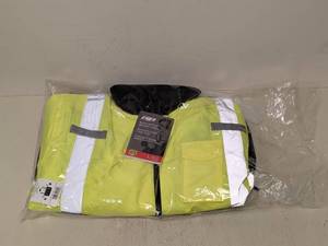 lot 197 image: NEW PIP HI-VIZ BLACK BUTTON BOMBER JACKET X-LARGE