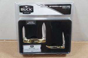 lot 60 image: Buck Knives Toothpick & Canoe Combo Set in Tin