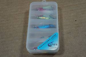 lot 128 image: 5 Glow in the Dark Walleye Ice Fishing Jigs with Case