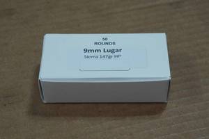 lot 288 image: 50 9mm Luger 147 Gr Sierra HP Ammo