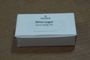 lot 290 image: 50 9mm Luger 147 Gr Sierra HP Ammo