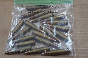 lot 308 image: 19 .300 Savage Ammo - 17 Winchester Silver Tip