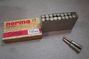 lot 311 image: 19 7.62 x 54R Ammo - 17 Norma SP