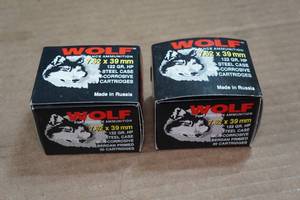 lot 317 image: 40 Wolf 7.62 x 39mm 122 Gr HP Steel Case Ammo