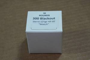 lot 333 image: 30 .300 Blackout 125 Gr Sierra HP-BT Match Ammo