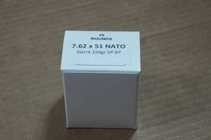 lot 349 image: 20 7.62 x 51 (.308 Win) 150 Gr Sierra SP BT Ammo