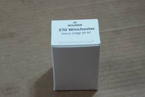 lot 351 image: 20 .270 Win 130 Gr Sierra SP BT Ammo