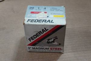 lot 385 image: 25 Federal 20 Gauge 3 Magnum Steel 4 Shot Shotshells