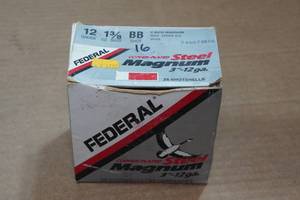lot 407 image: 16 Federal 12 Gauge 3 Magnum Sopper Plated Steel BB Shot Shotshells