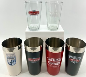 lot 116 image: Logoed Drinkware Set - Sobieski, Finlandia, Smirnoff, Southern Comfort - 3 sets of each - NIB