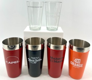lot 120 image: Barware Tumblers Set - Capel, Don Julio, Makers Mark, 4 Orange - 3 sets of each - NIB