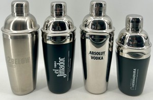 lot 145 image: Cocktail Shaker Set - 12 BELOW, El Jimador, Absolut Vodka & Herradur - 2 sets of each - NIB