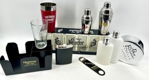 lot 158 image: Barware & Branded Liquor Display Items - Don Julio, El Jimador, Southern Comfort, Hennessy- 2 of each- New